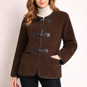 Rebecca Minkoff Faux Shearling Toggle Jacket – Chocolate Brown (Size M)